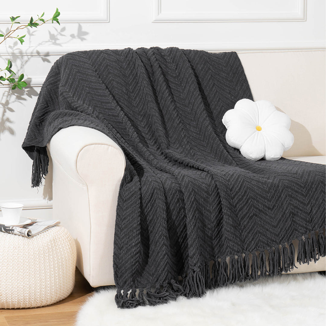 Zig-Zag Chenille Throw Blanket