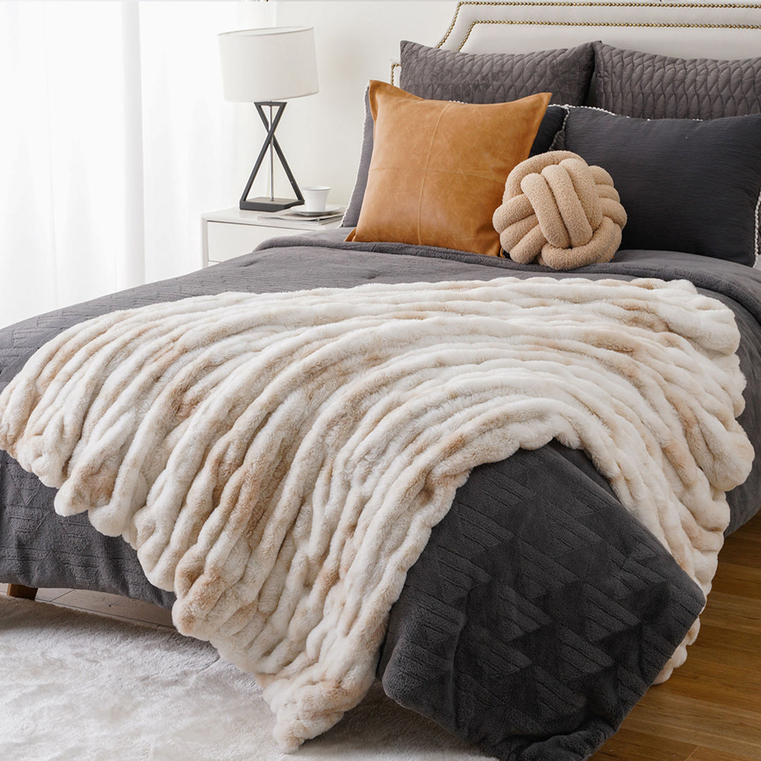 Faux Fur Ruched Blanket