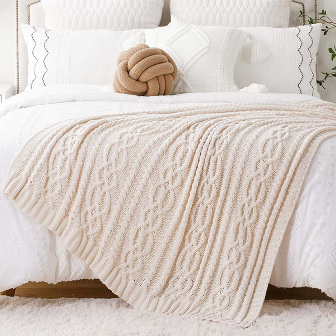 Chenille Cable Knit Throw Blanket