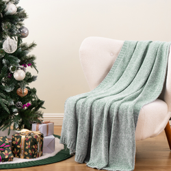 Textured Chenille Knit Throw Blanket