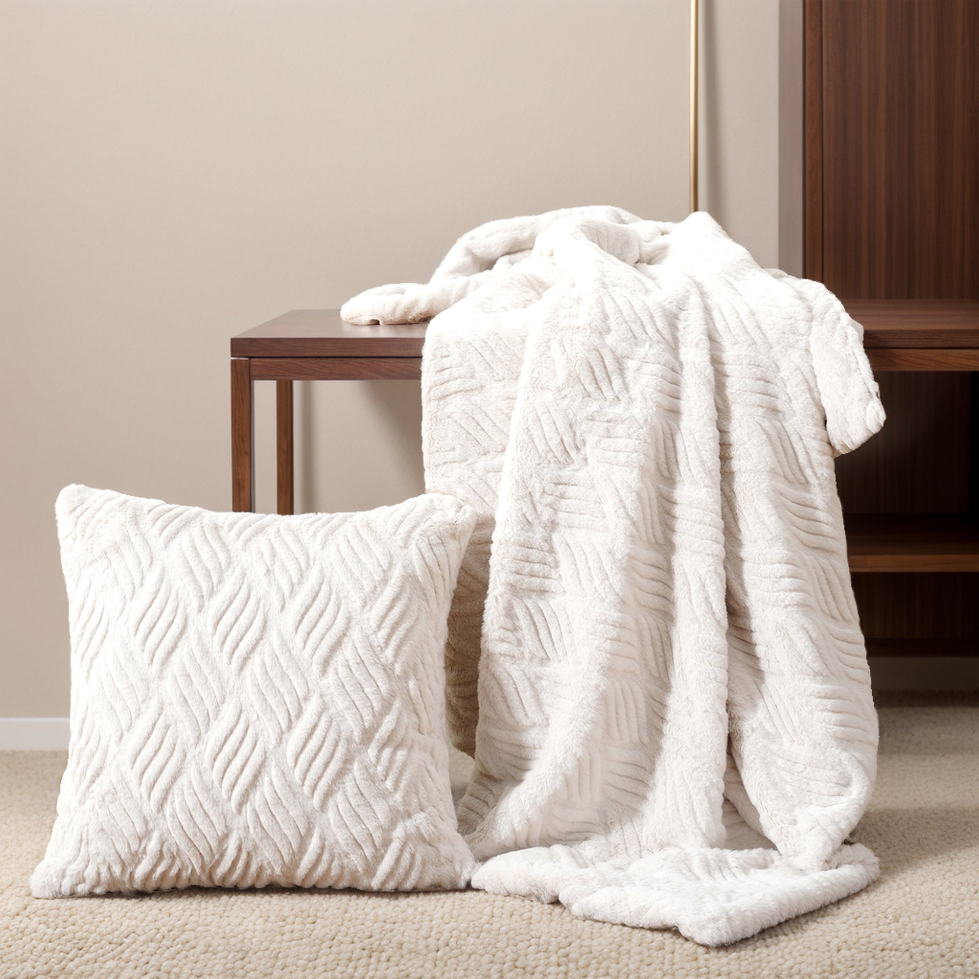 White blanket and pillow set sale