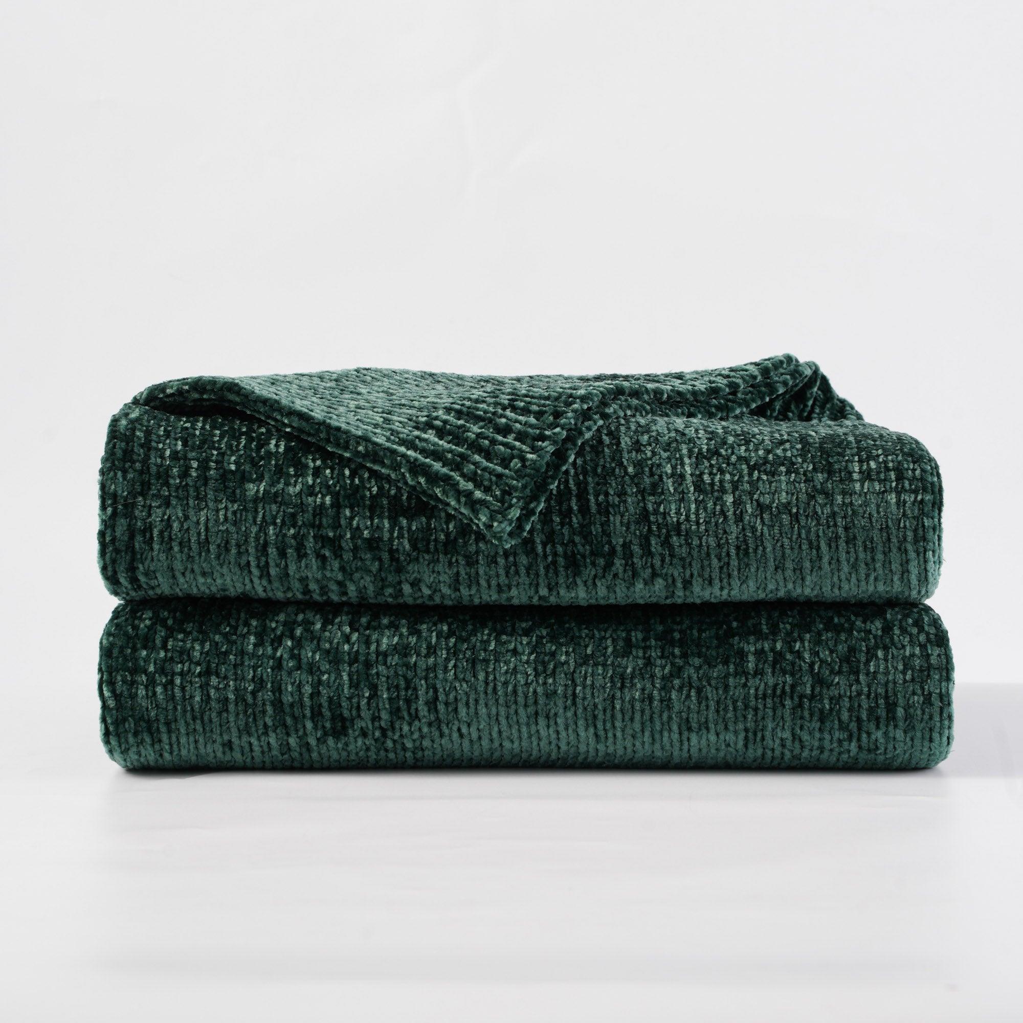 Textured Chenille Knit Throw Blanket - BATTILO HOME