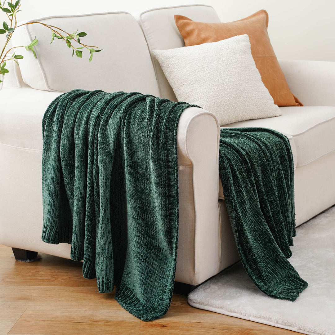 Textured Chenille Knit Throw Blanket