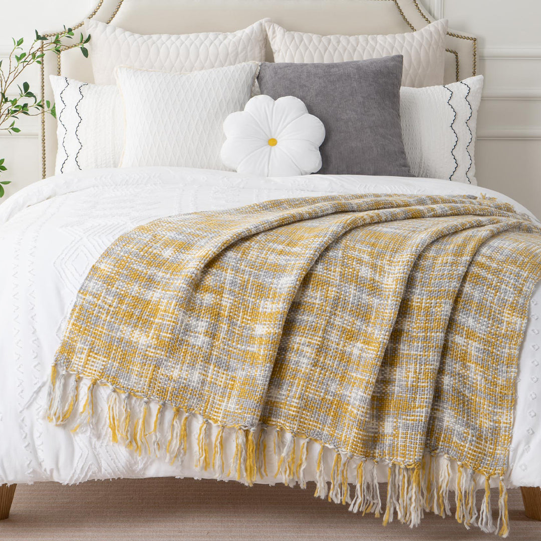 Golden Glow Knit Blanket