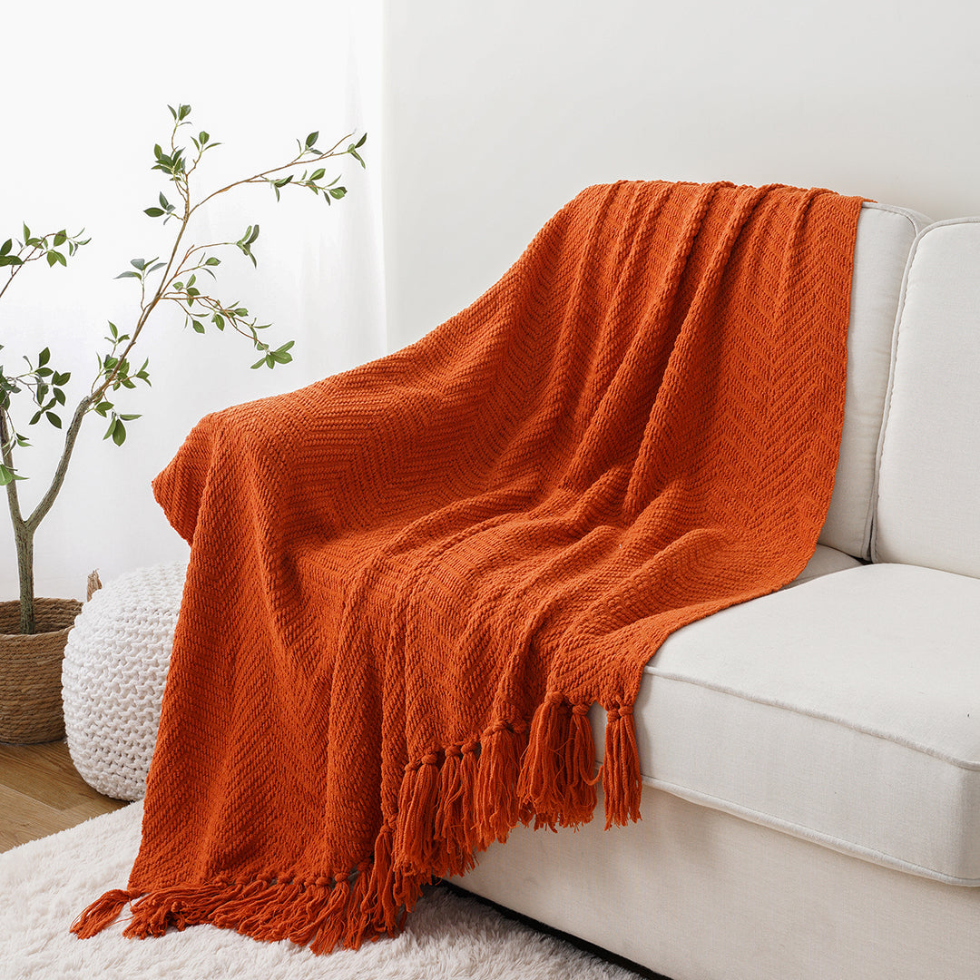 Zig-Zag Chenille Throw Blanket