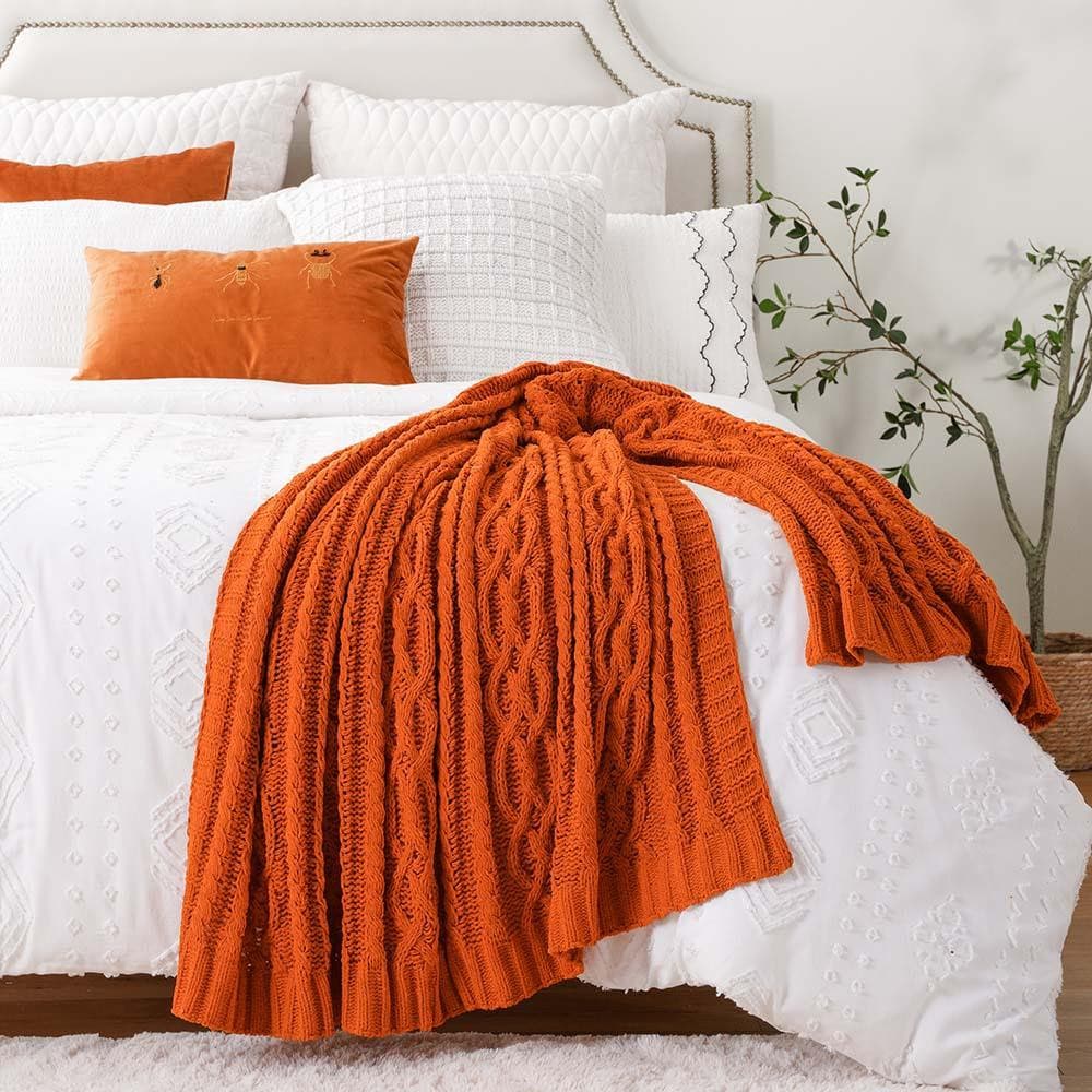 Orange chenille online throw