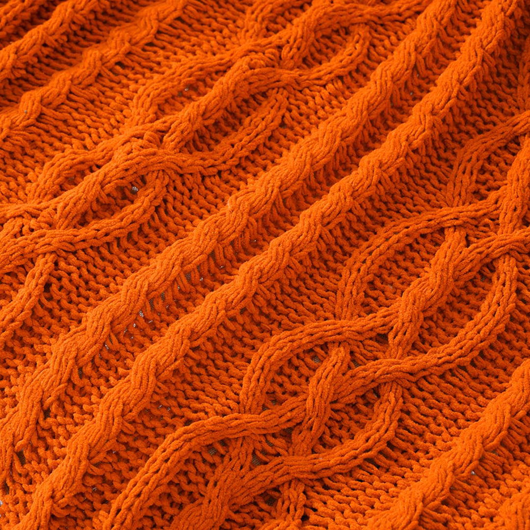 Chenille Cable Knit Throw Blanket