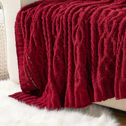 Chenille Cable Knit Throw Blanket