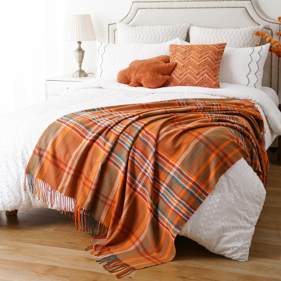 Orange Plaid Throw