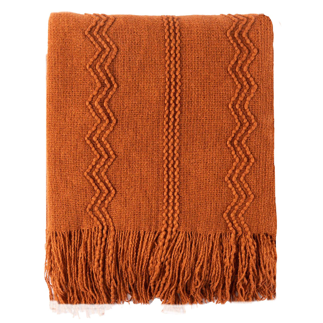 Wavy Pattern Fringe Throw