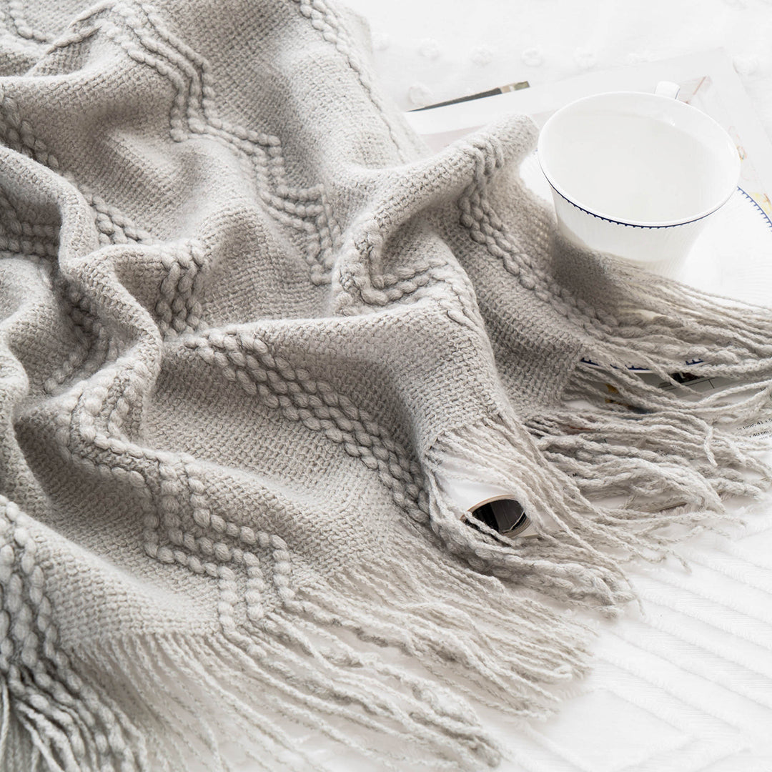 Wavy Pattern Fringe Throw