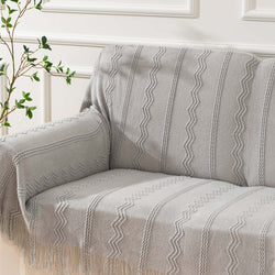 Wavy Pattern Fringe Throw