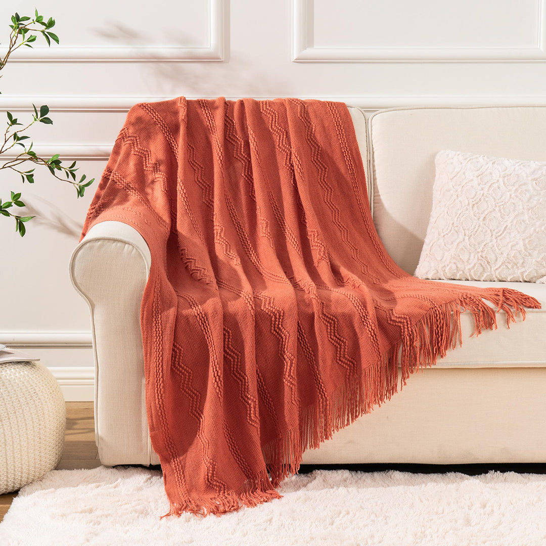 Wavy Pattern Fringe Throw