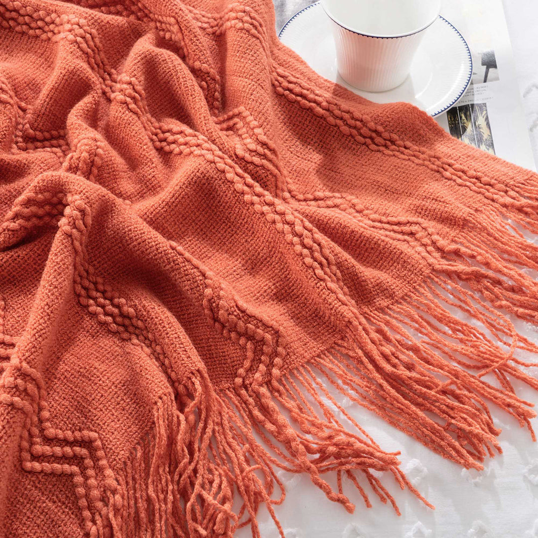 Wavy Pattern Fringe Throw