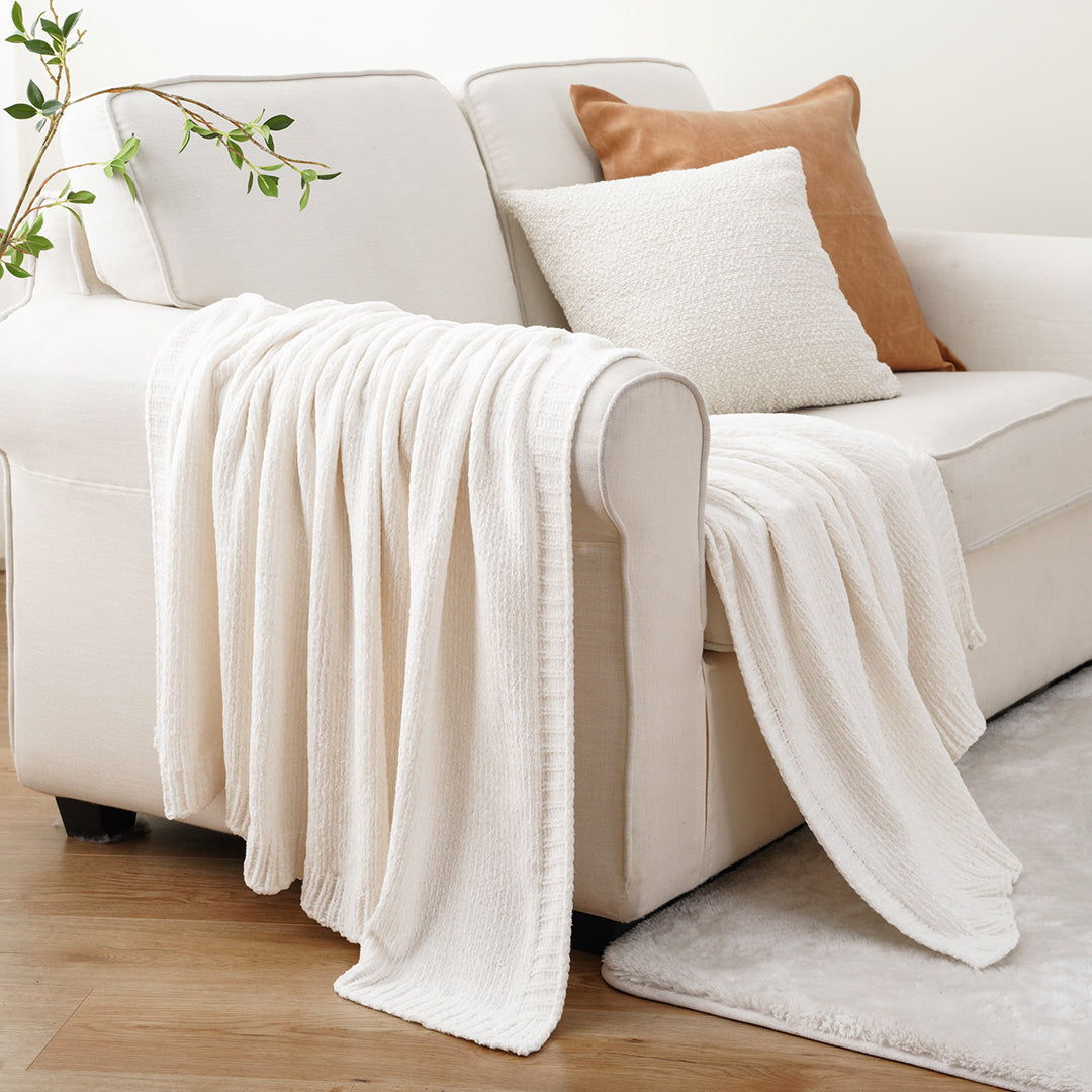 Textured Chenille Knit Throw Blanket