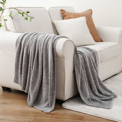 Textured Chenille Knit Throw Blanket