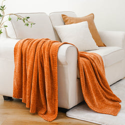 Textured Chenille Knit Throw Blanket