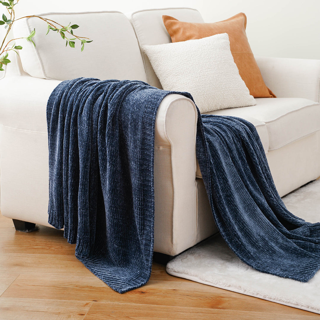 Textured Chenille Knit Throw Blanket