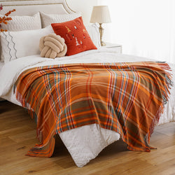 Orange Plaid Throw