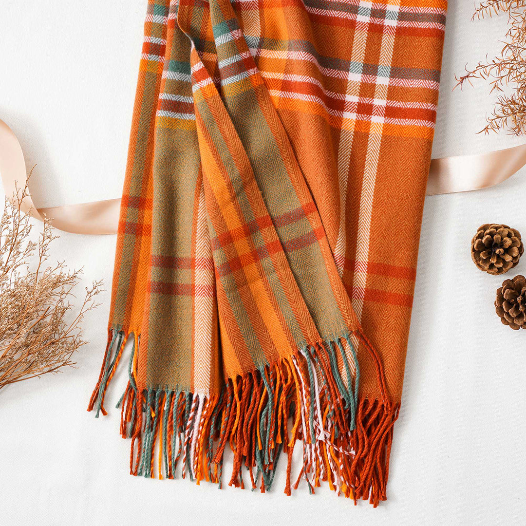 Orange Plaid Throw