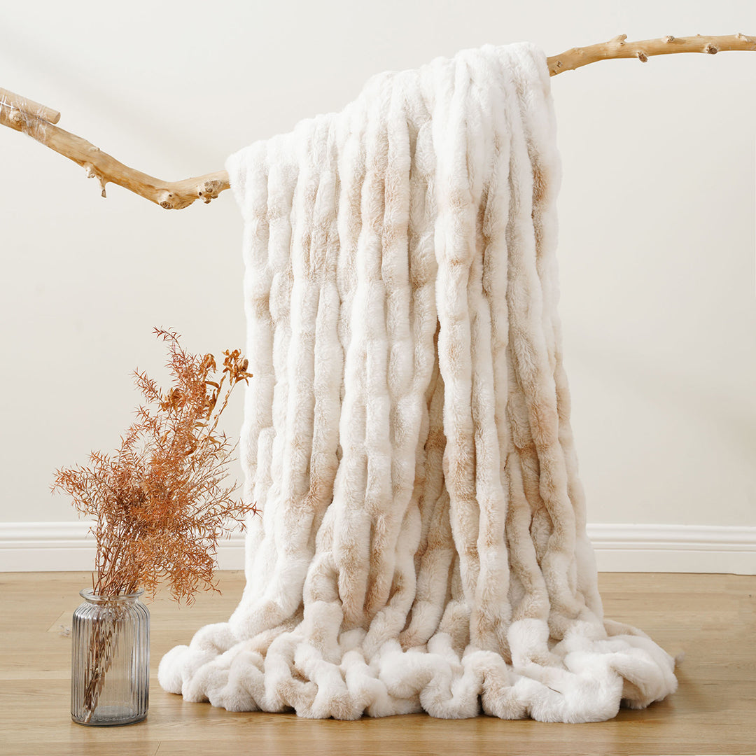 Faux Fur Ruched Blanket