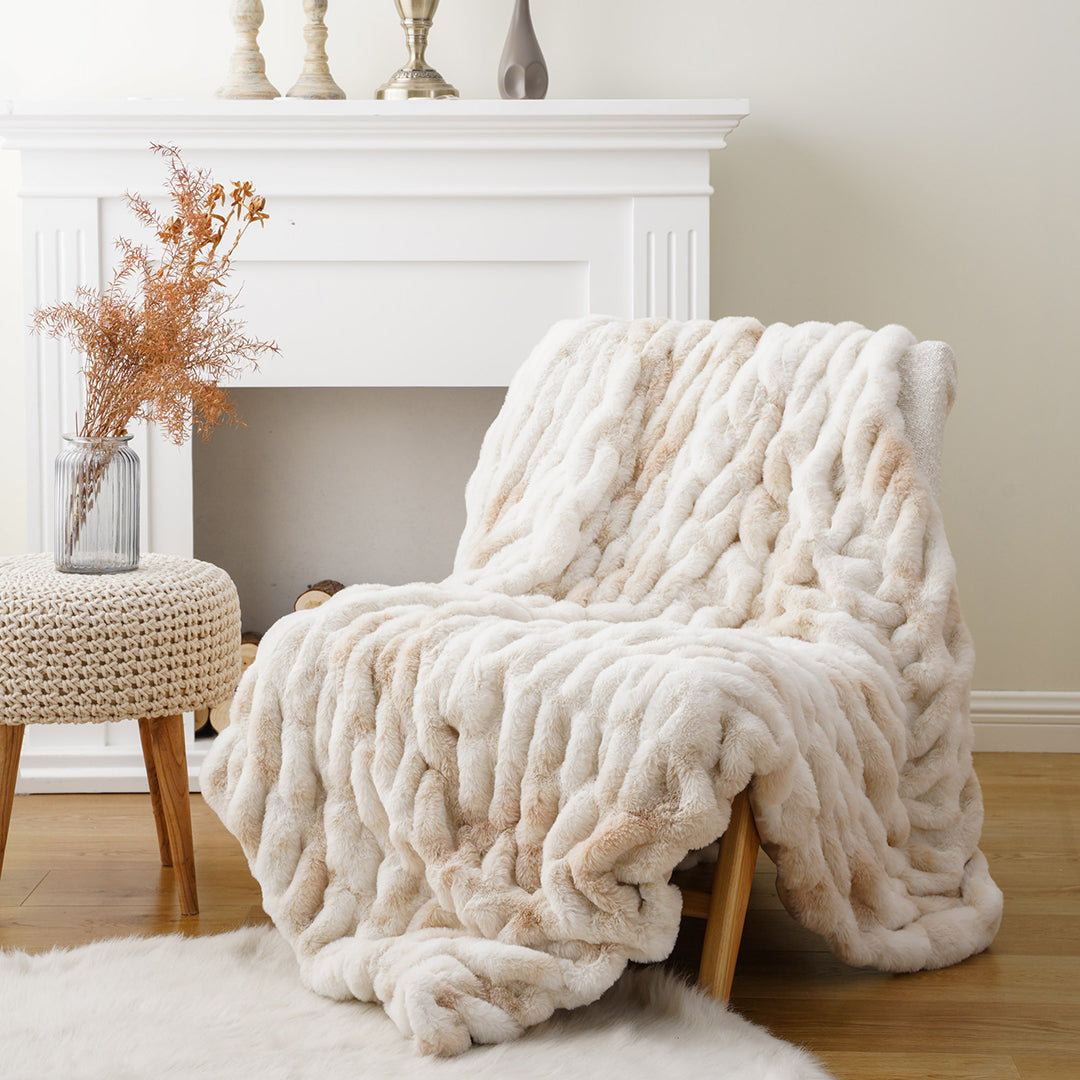 Faux Fur Ruched Blanket