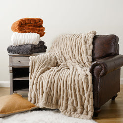 Faux Reversible Rabbit Fur Blanket