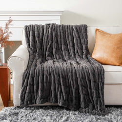 Faux Reversible Rabbit Fur Blanket