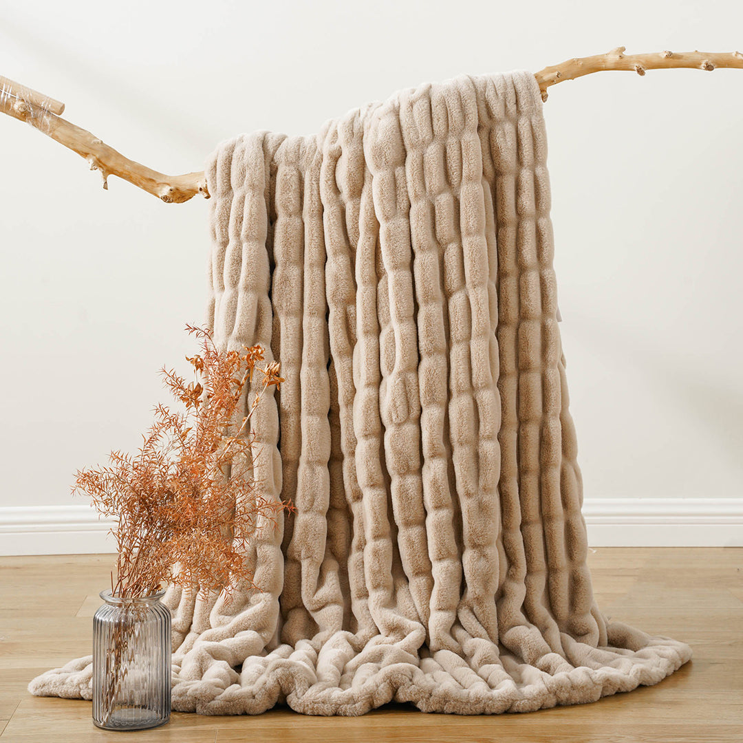 Faux Reversible Rabbit Fur Blanket