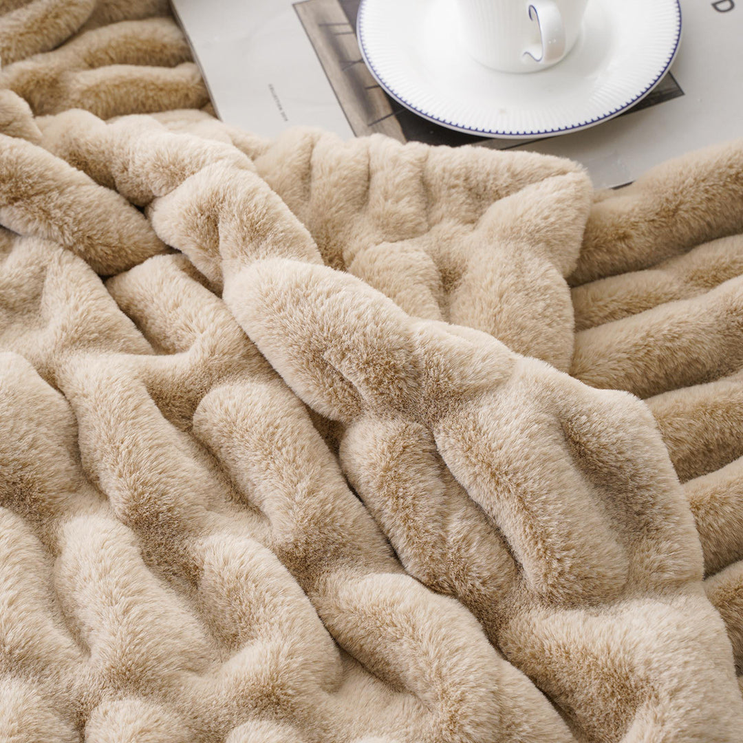 Faux Reversible Rabbit Fur Blanket