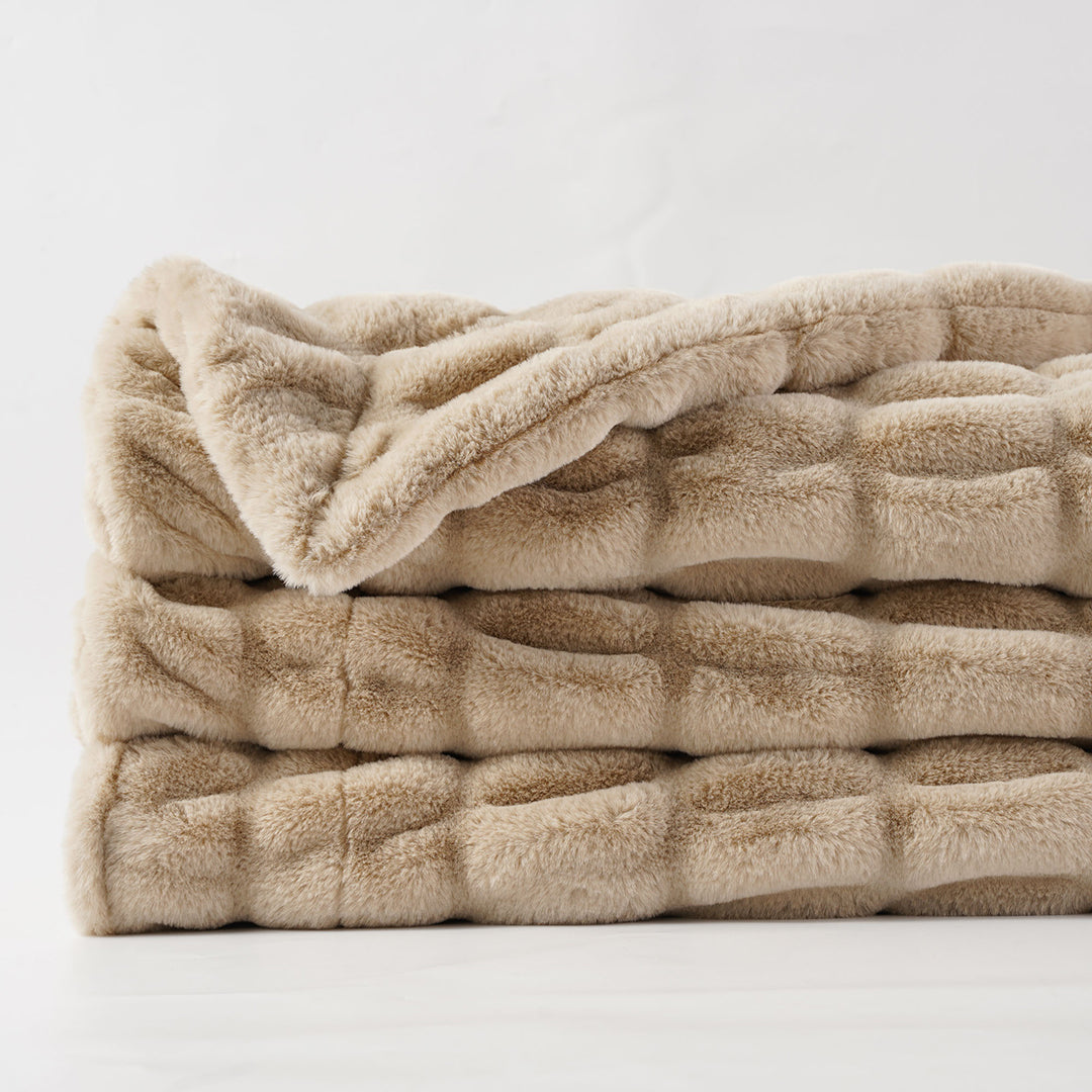 Faux Reversible Rabbit Fur Blanket