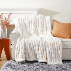 Faux Reversible Rabbit Fur Blanket