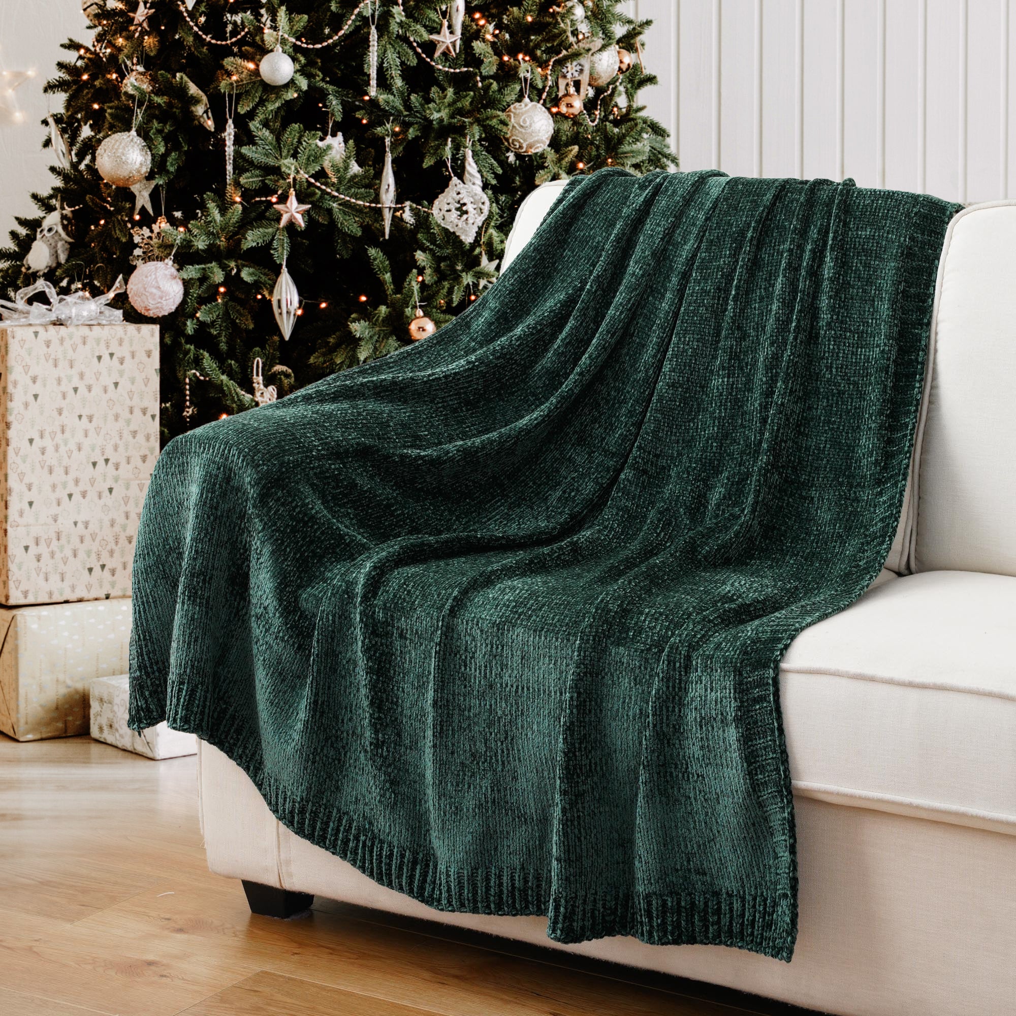 Textured Chenille Knit Throw Blanket