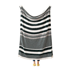 Colorblock Striped Chenille Blanket - BATTILO HOME