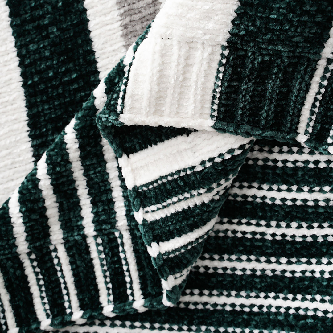 Colorblock Striped Chenille Blanket