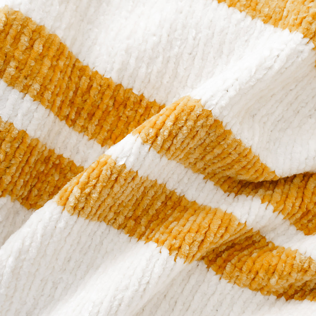 Colorblock Striped Chenille Blanket