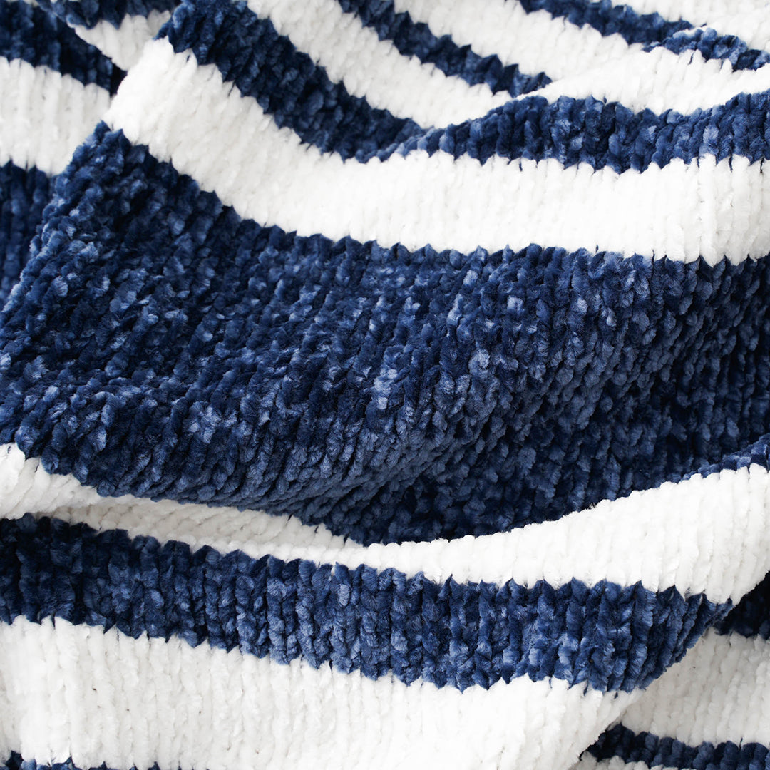 Colorblock Striped Chenille Blanket