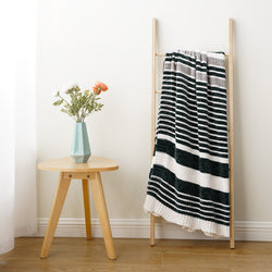 Colorblock Striped Chenille Blanket