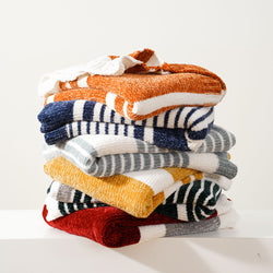 Colorblock Striped Chenille Blanket