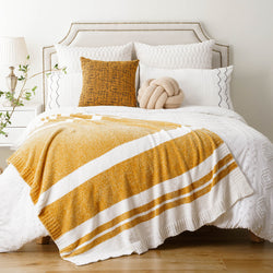 Colorblock Striped Chenille Blanket