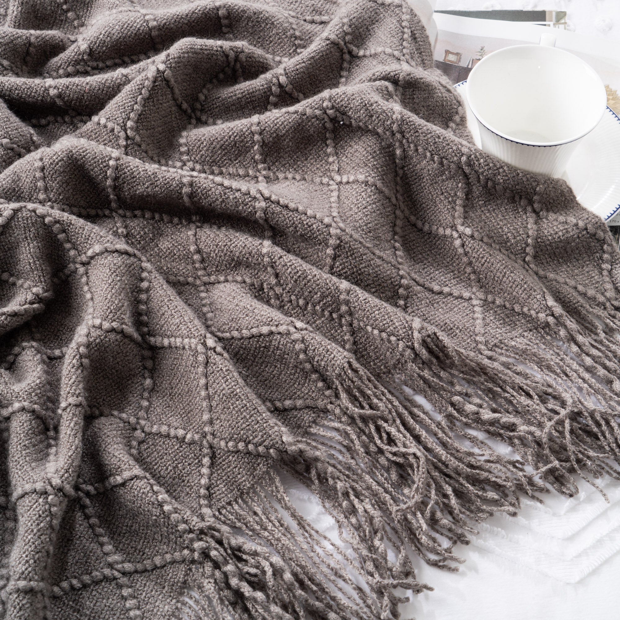 Decorative Fringe Throw Blanket