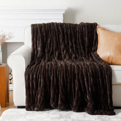 Faux Reversible Rabbit Fur Blanket