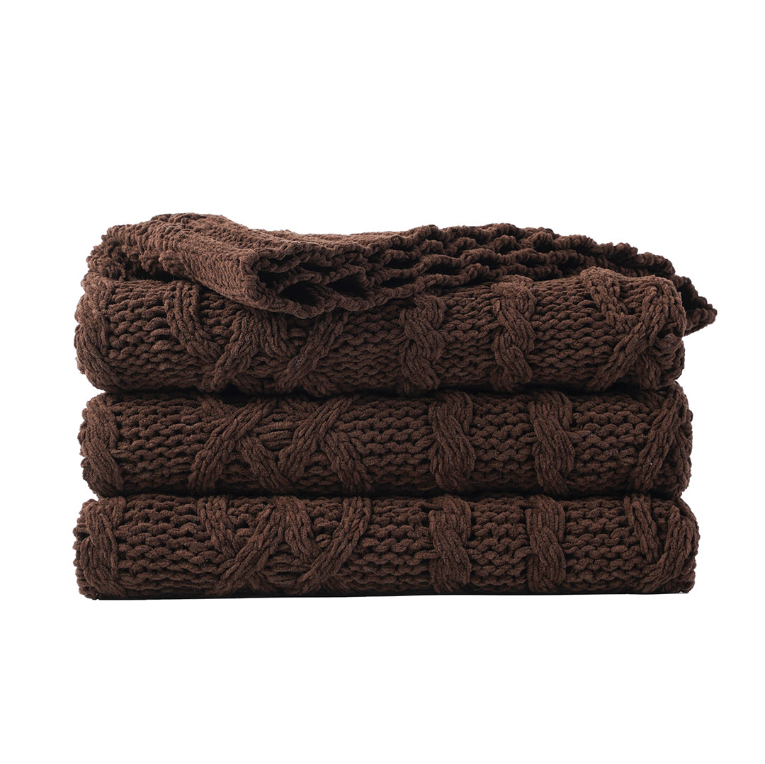 Chenille Cable Knit Throw Blanket