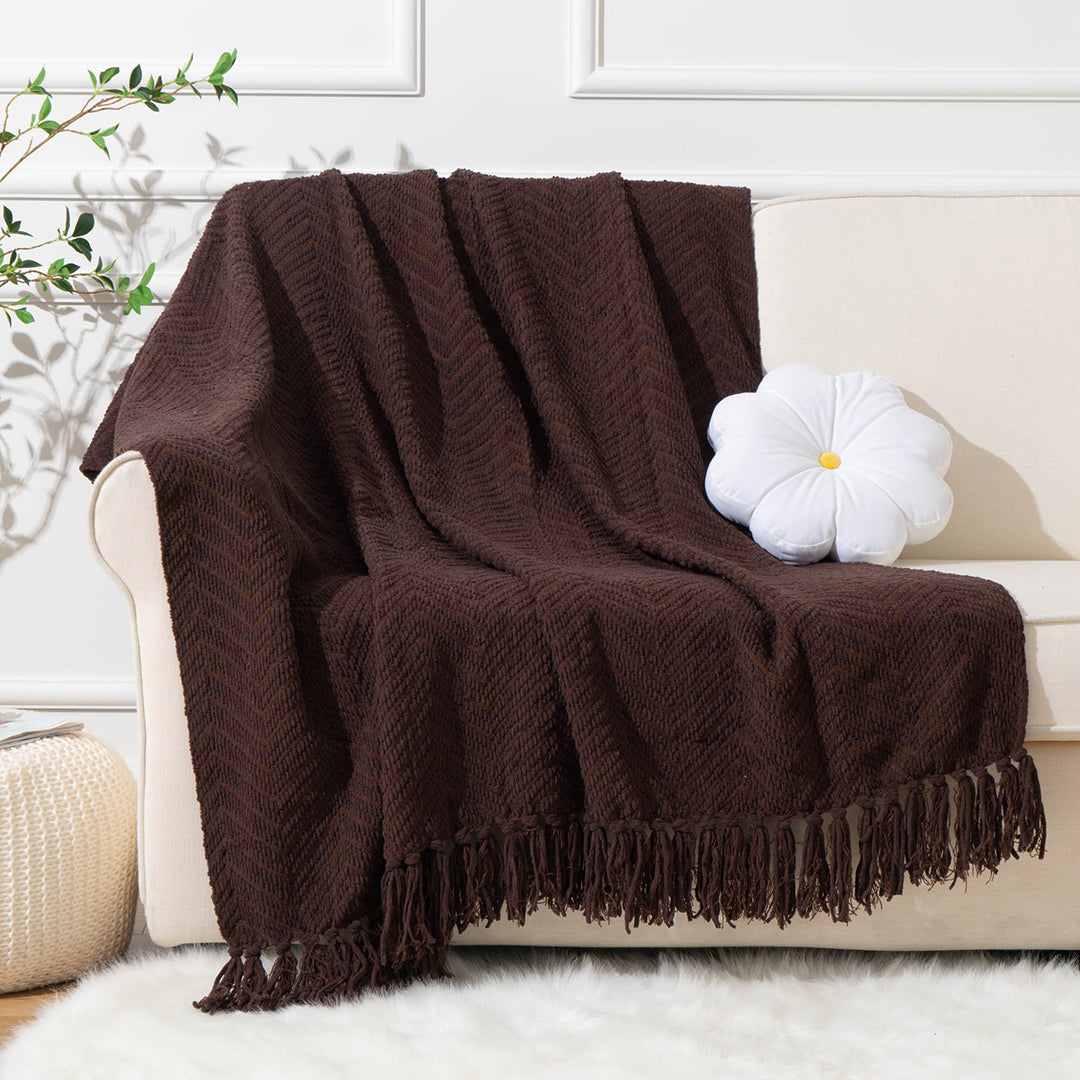 Zig-Zag Chenille Throw Blanket