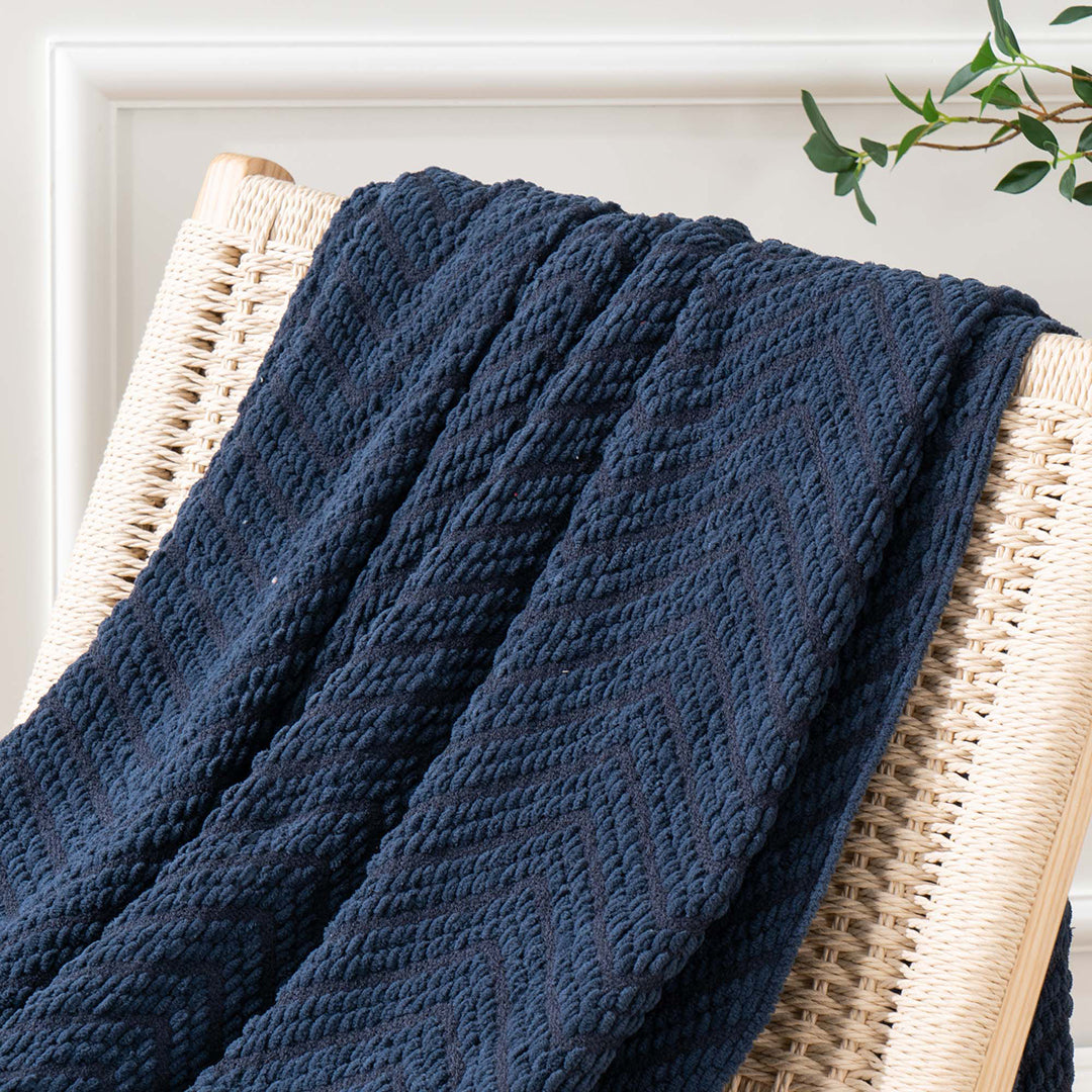 Zig-Zag Chenille Throw Blanket