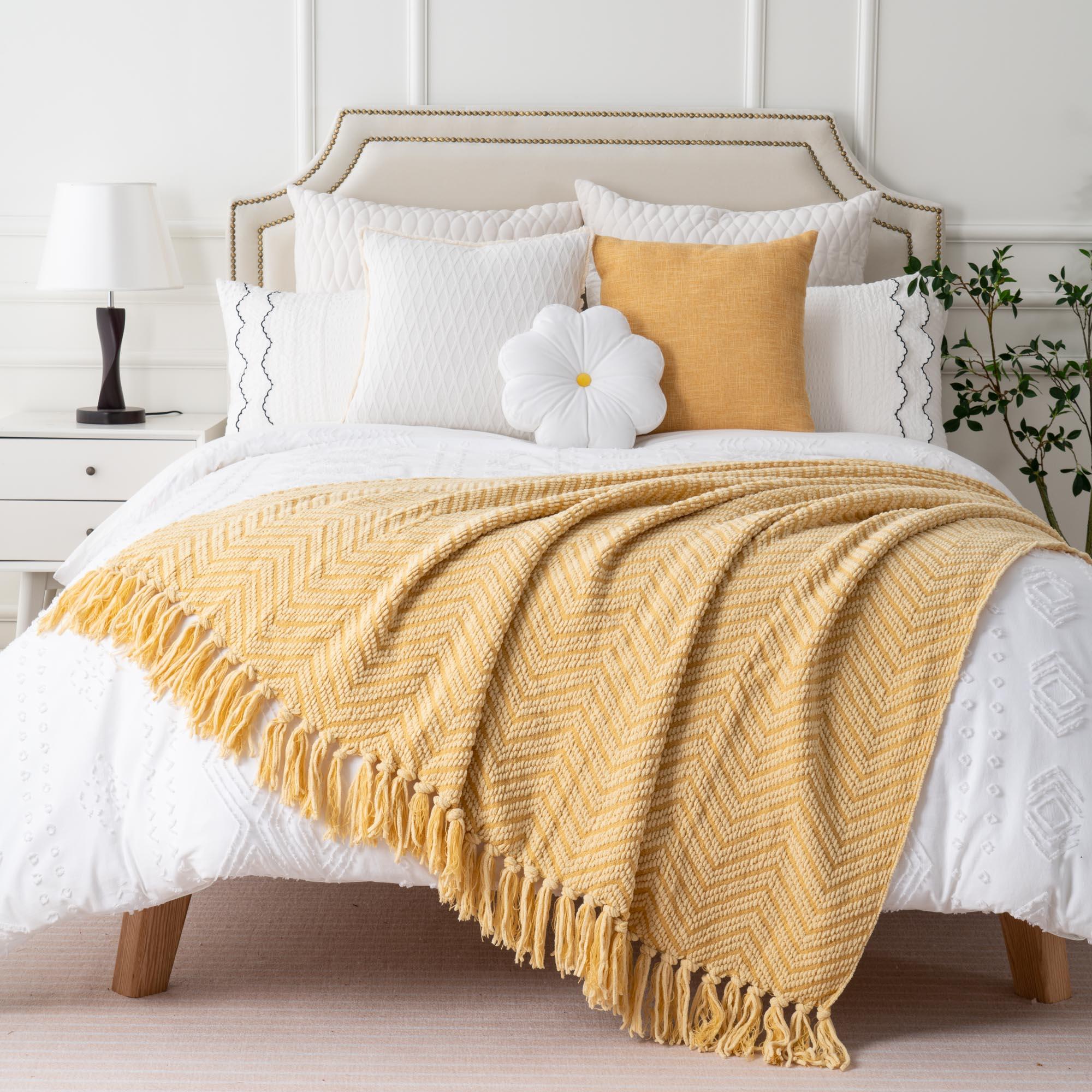 Yellow best sale chenille throw