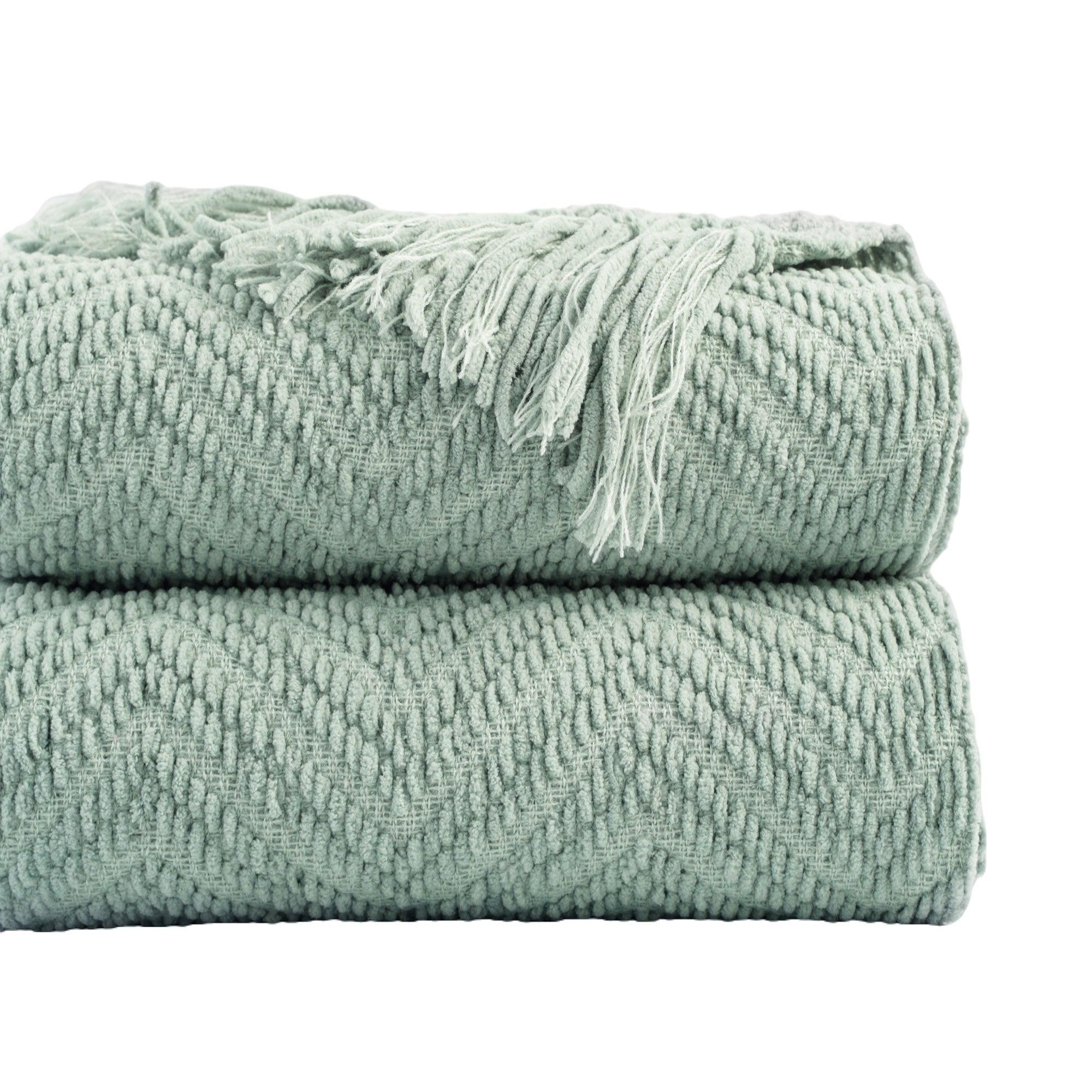 Zig-Zag Chenille Throw Blanket - BATTILO HOME