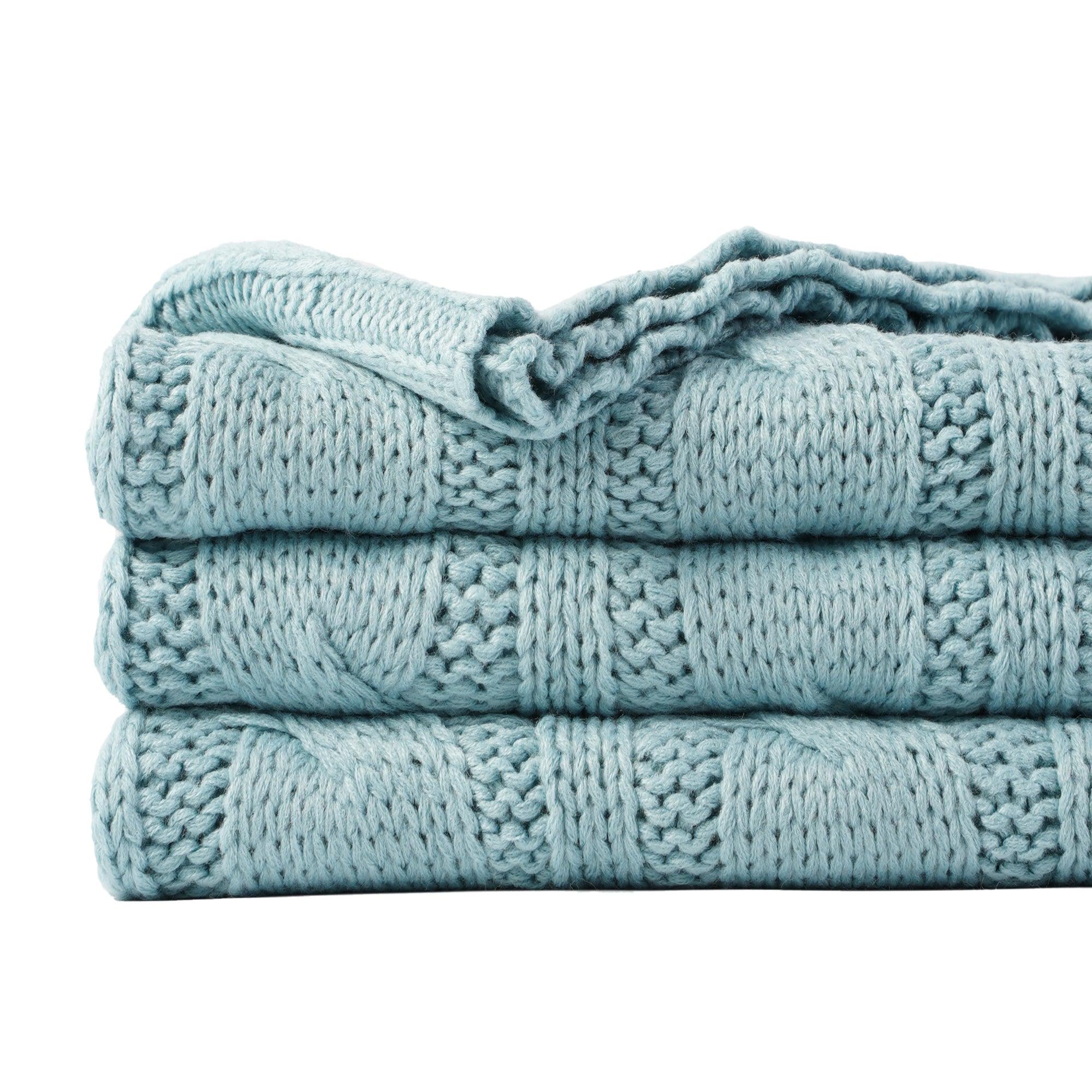 Light blue knit online throw blanket