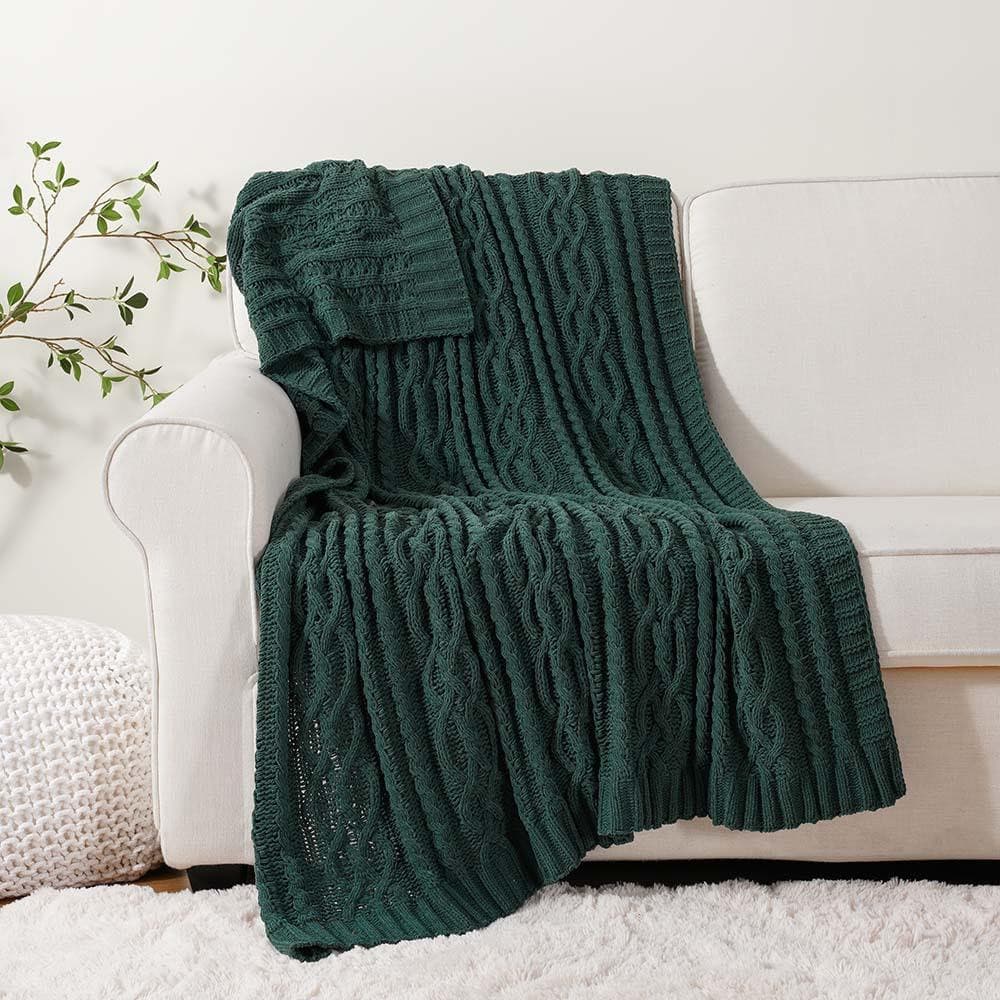 Dark green 2025 knit throw blanket