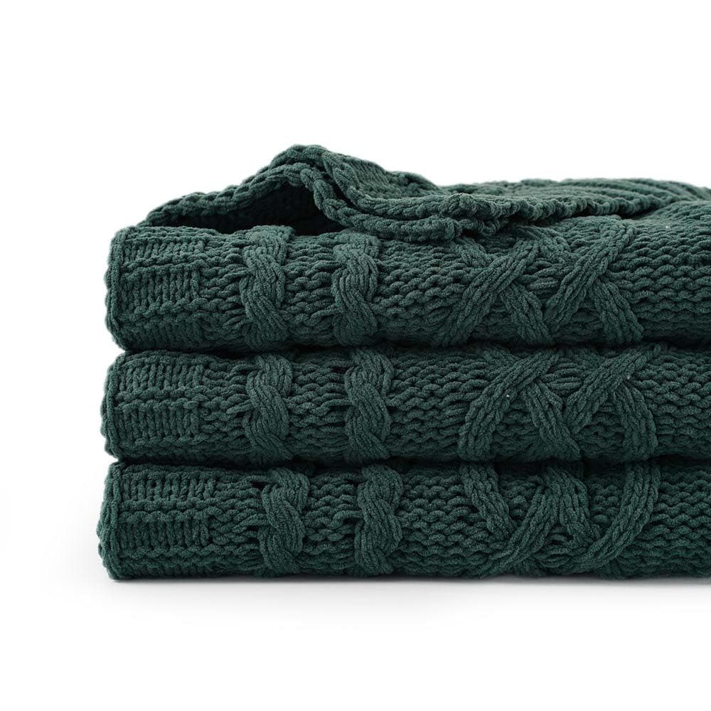 Dark green knit online blanket